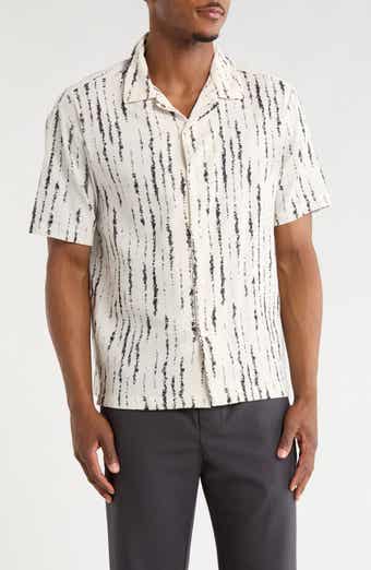 DENIM AND FLOWER Relaxed Fit Irregular Stripe Camp Shirt