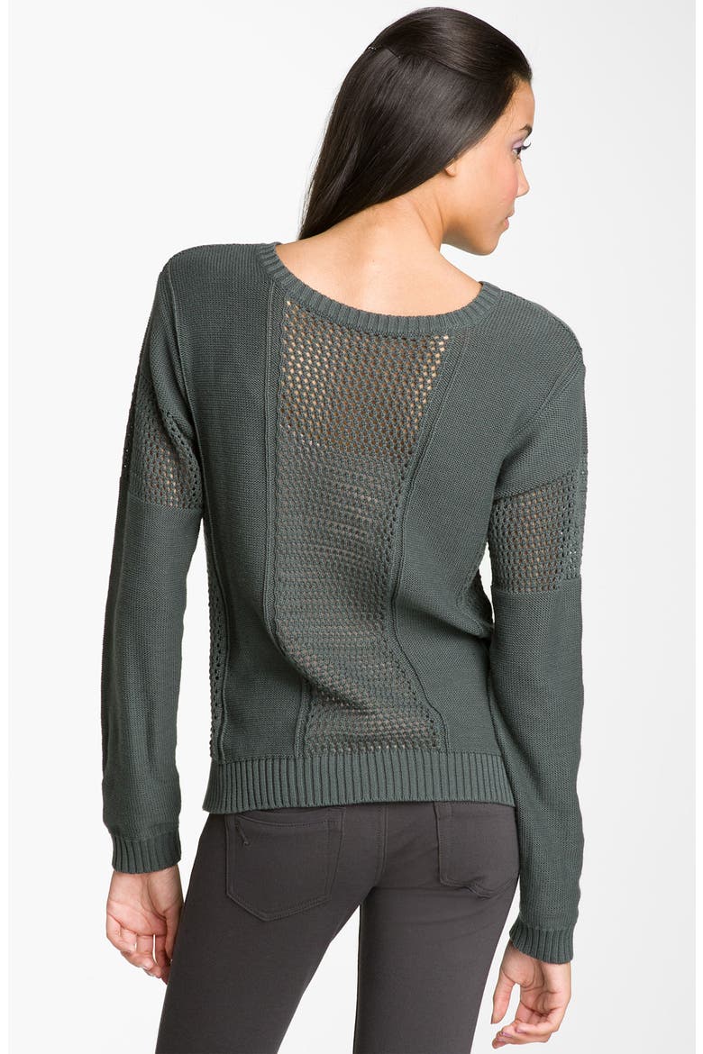 Open-Weave Panel Sweater, Alternate, color, GREY- URBAN