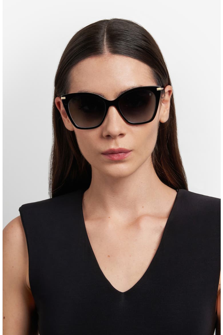 56mm Gradient Cat Eye Sunglasses, Alternate, color, PATTERN BLACK WHITE