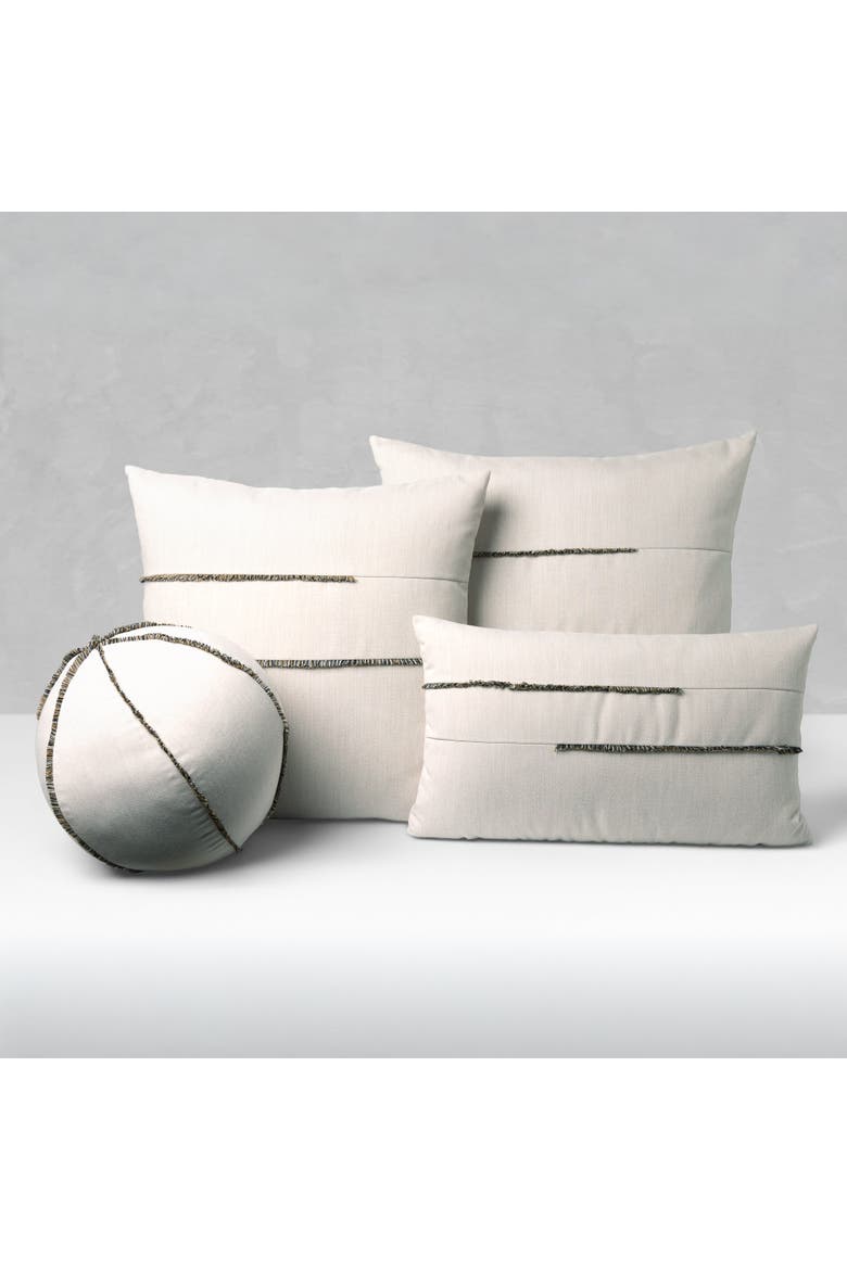 Micro Fringe Carbon Indoor & Outdoor Woven Accent Orb Pillow, Alternate, color, Grigio