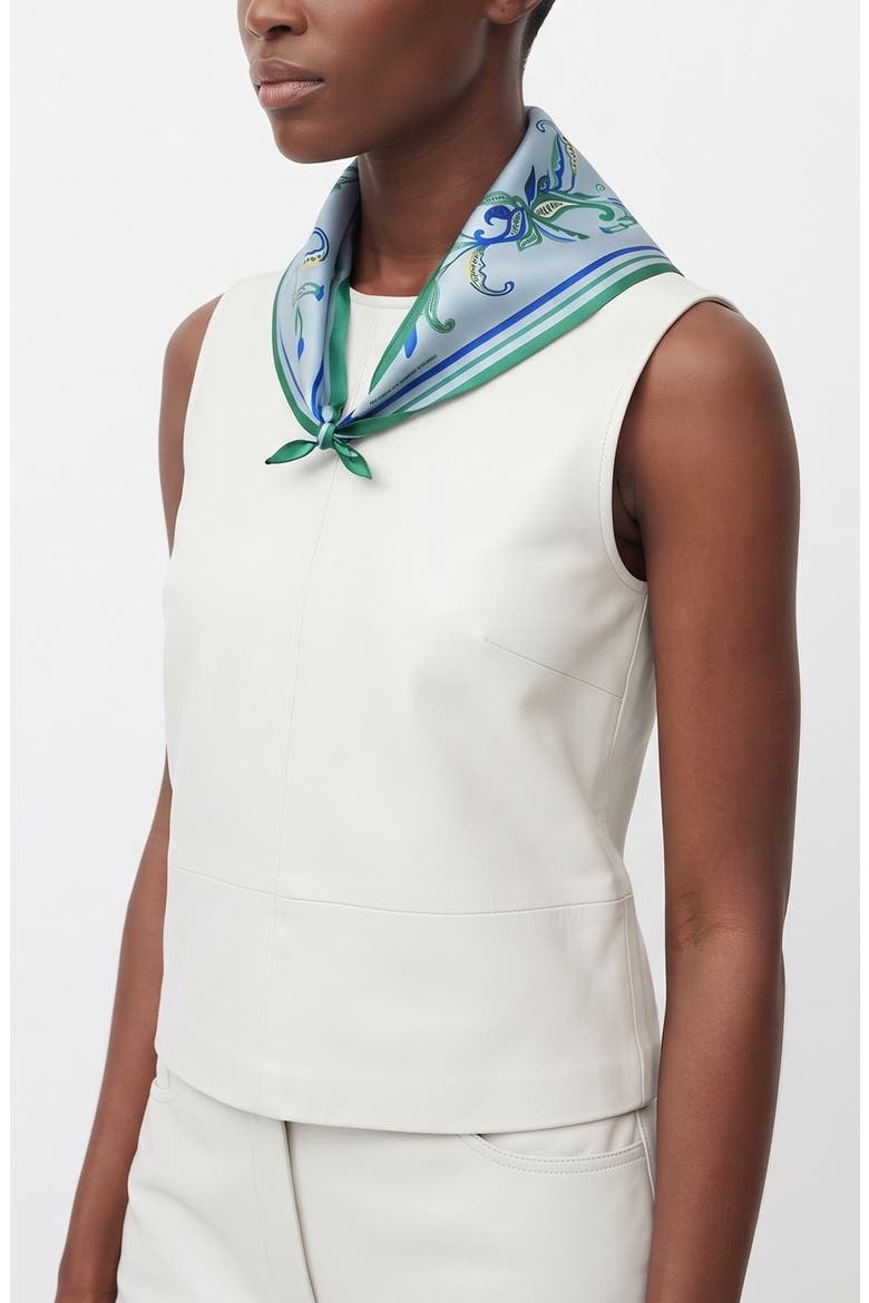 Aqua Paisley Triangle Silk Scarf, Alternate, color, Green