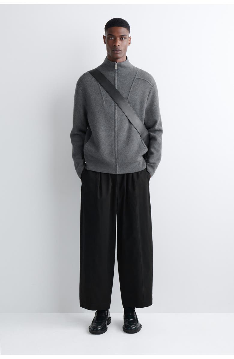 COS Cotton Cropped Barrel-Leg Pants, Main, color, Black