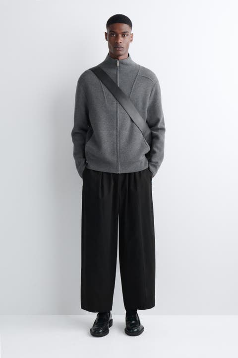 Cotton Cropped Barrel-Leg Pants