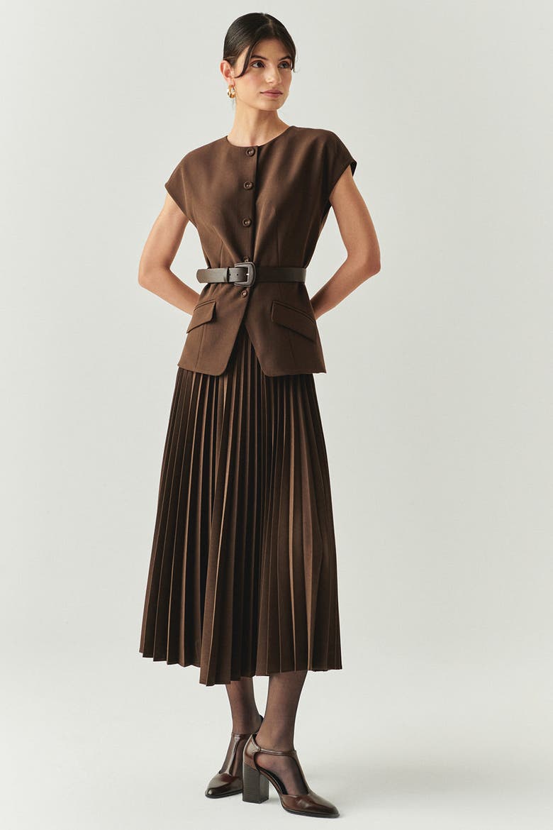 Jolie Midi Dress, Alternate, color, BROWN
