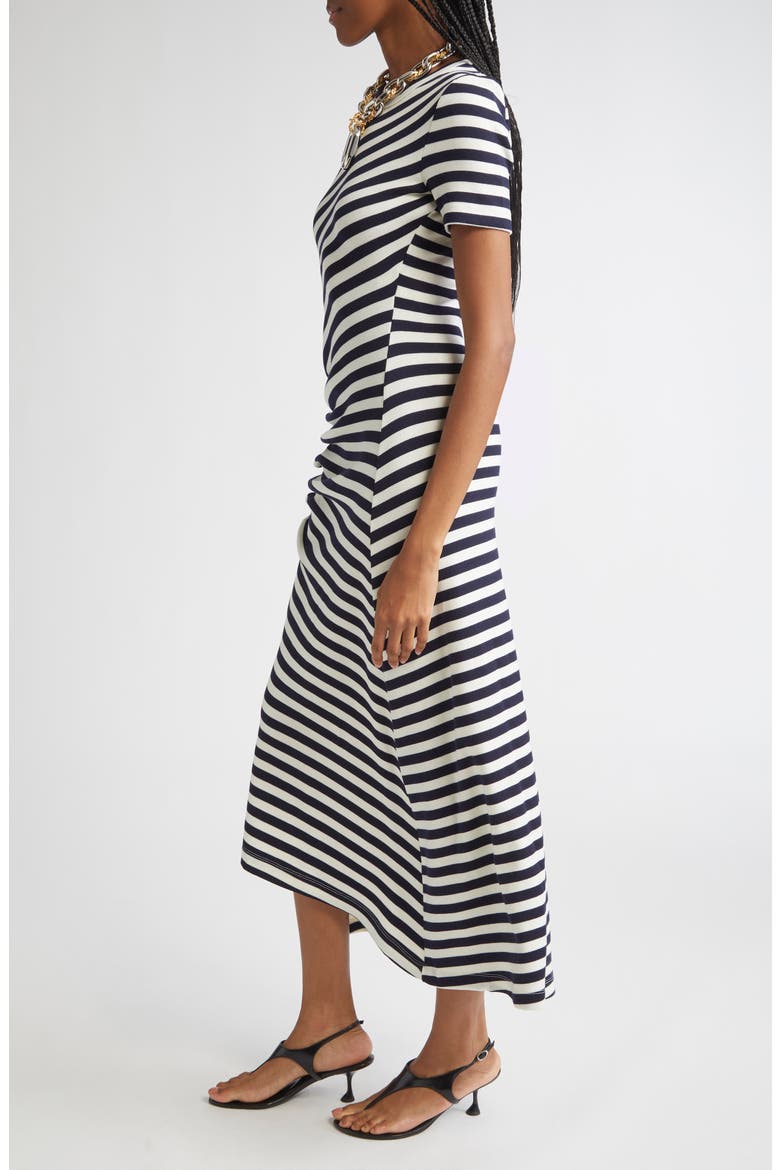 Draped Stretch Virgin Wool Midi Dress, Alternate, color, NAVY / CREAM
