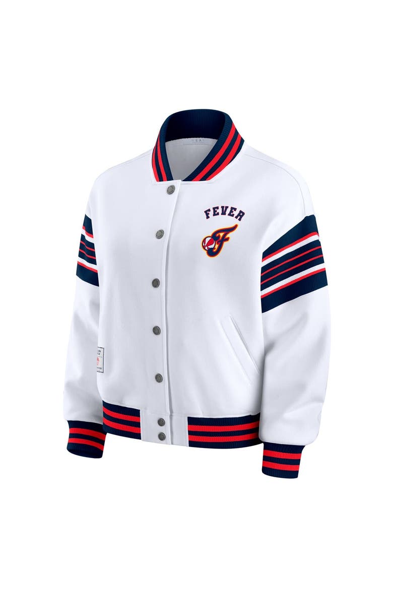 Women's WEAR by Erin Andrews White/Navy WNBA Full-Snap Fleece Sweatshirt Jacket, Alternate, color, White