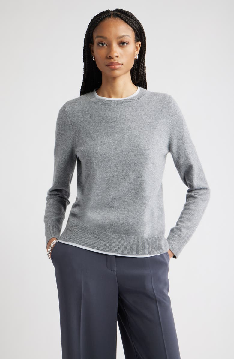 Nordstrom Cashmere Crewneck Sweater, Main, color, Grey Night
