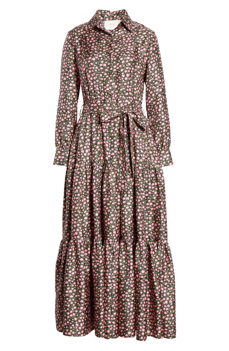 La DoubleJ LaDouble J Bellini Floral Print Silk Twill Long Sleeve Maxi Shirtdress, Alternate, color, 