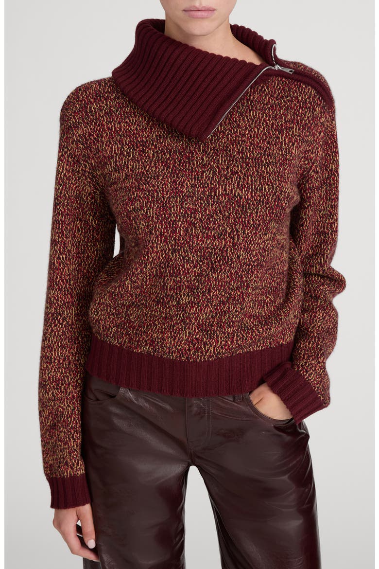 Marled Zip Sweater, Main, color, DEEP GARNET MULTI