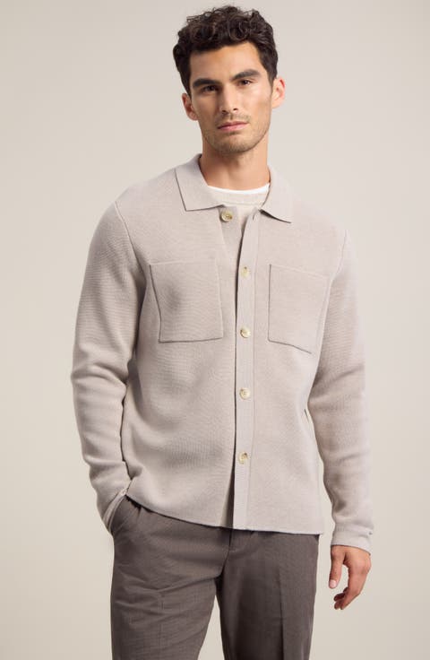 Merino Wool Blend Button Front Cardigan