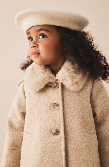 Kids' Faux Fur Collar Coat