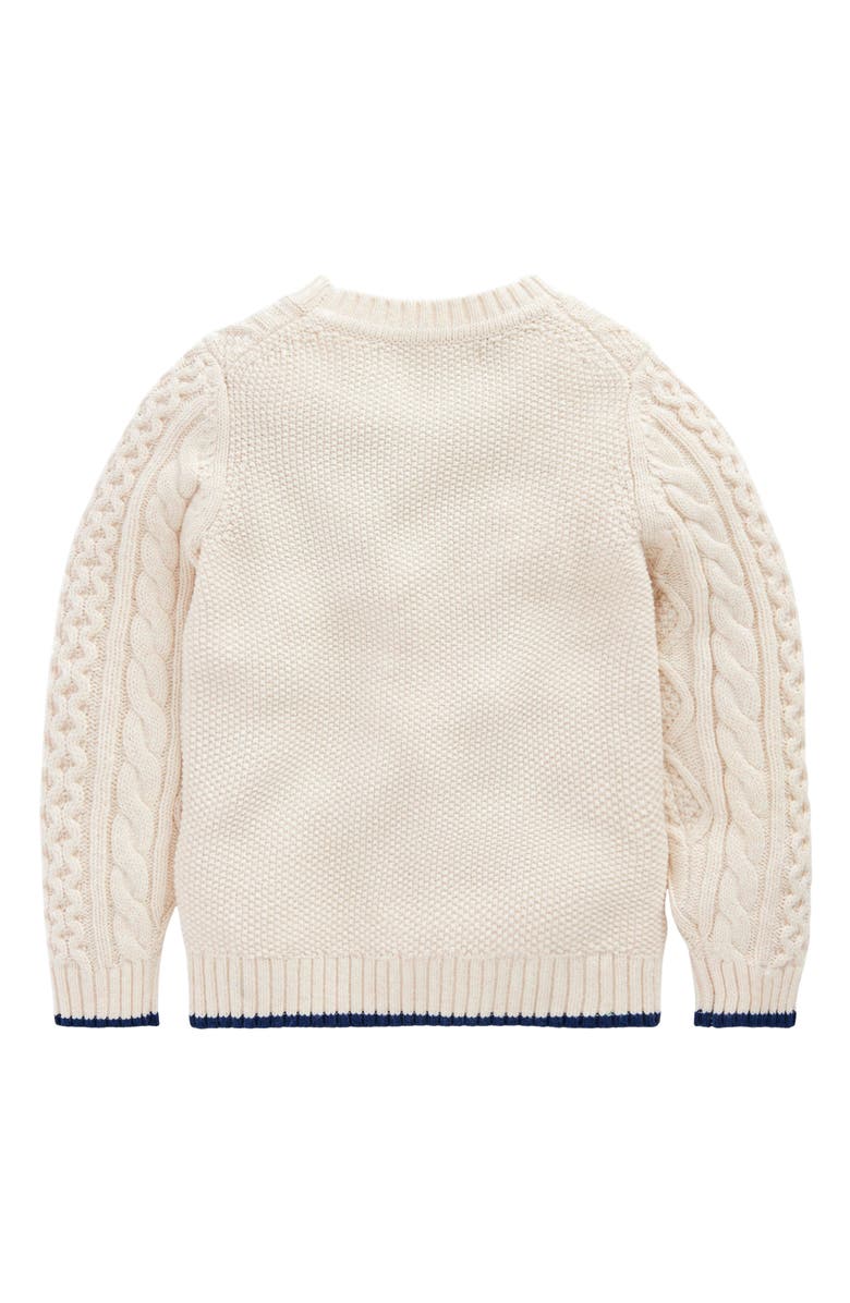 Boden Kids' Heritage Cabled Crewneck Sweater, Alternate, color, Ecru