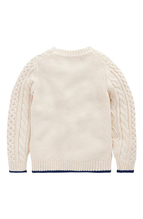 Boden Kids' Heritage Cabled Crewneck Sweater In White
