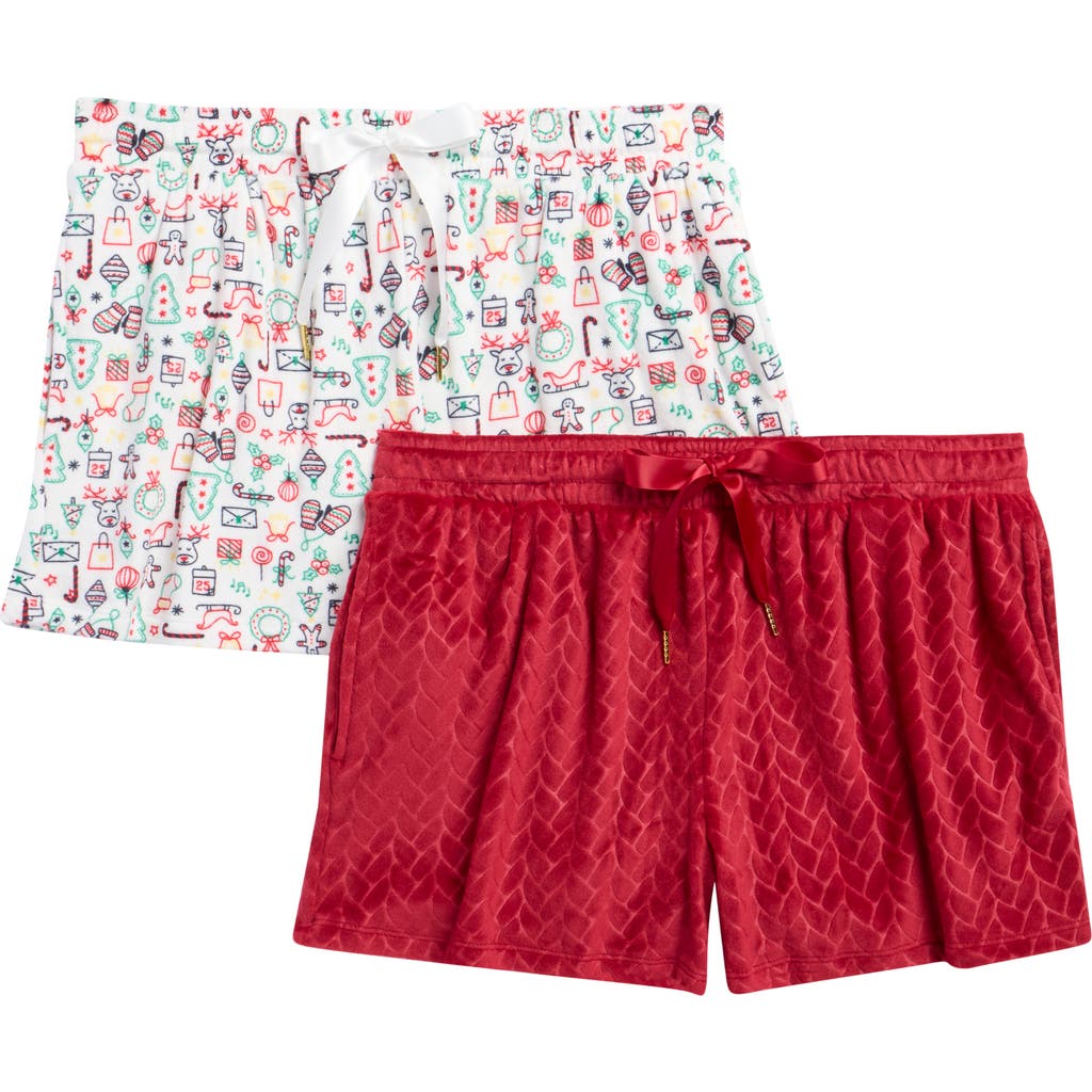 Jaclyn 2-pack Holiday Print Pajama Shorts In Red