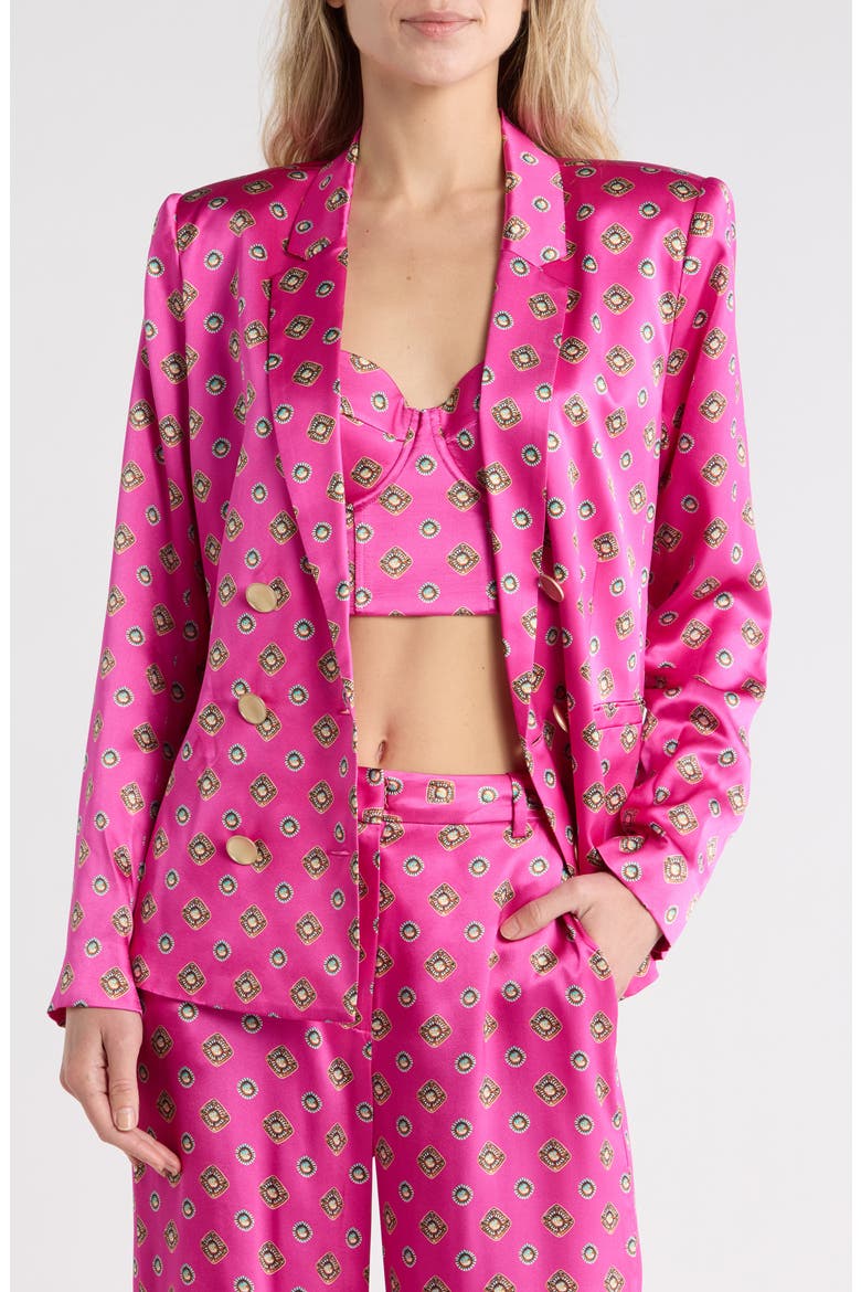 Colin Double Breasted Silk Blazer, Main, color, FUSCHIA