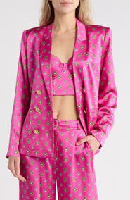 L'AGENCE Colin Double Breasted Silk Blazer