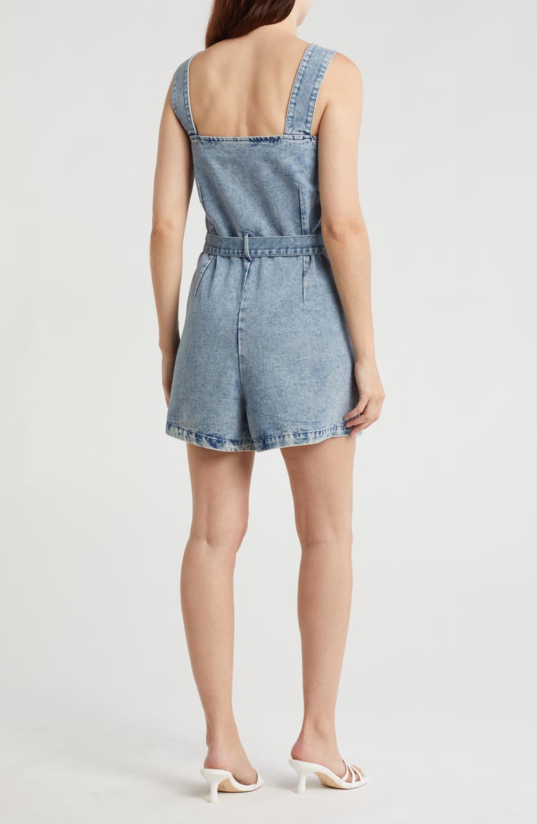 Vigoss Belted Denim Romper, Alternate, color, Medium Wash