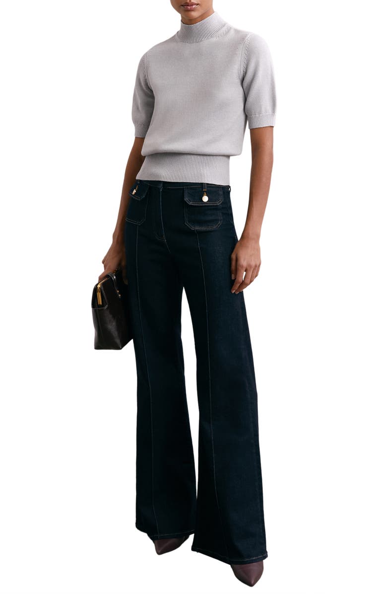 Reiss Aria Mock Neck Cotton & Wool Sweater, Alternate, color, Grey