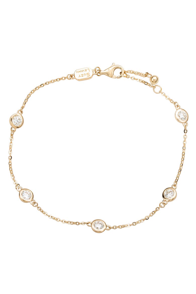 14K Gold 1cttw Diamond Station Bracelet, Main, color, Yellow Gold