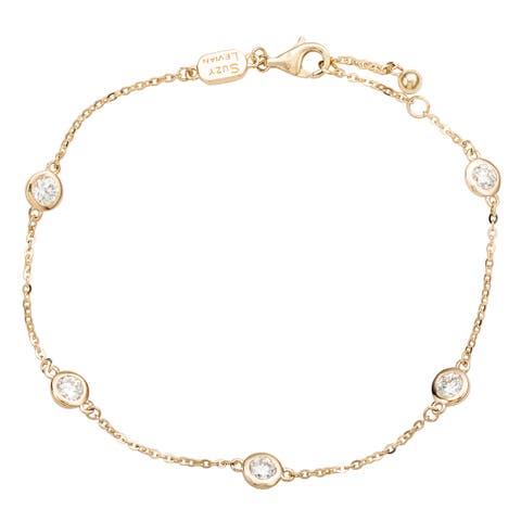 14K Gold 1cttw Diamond Station Bracelet