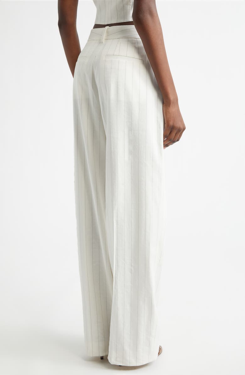 A.L.C. Winston Linen Blend Pinstripe Pants, Alternate, color, Pearl/ Brown