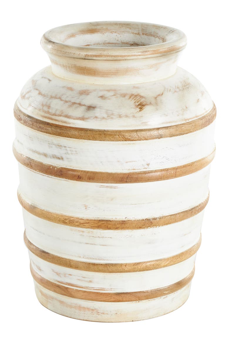 Mango Wood Vase, Alternate, color, IVORY/ BROWN
