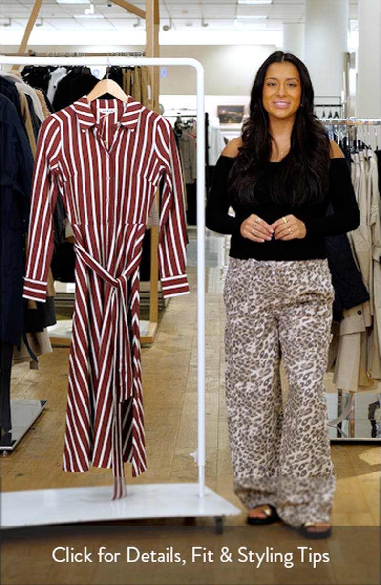 Marcia Stripe Long Sleeve Cotton Blend Jersey Shirtdress, sales video thumbnail