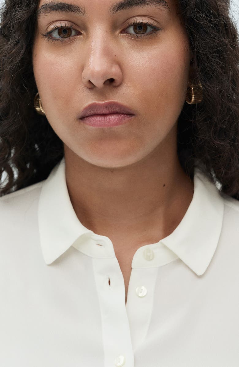 MANGO Woven Short Sleeve Button-Up Shirt, Alternate, color, Off White