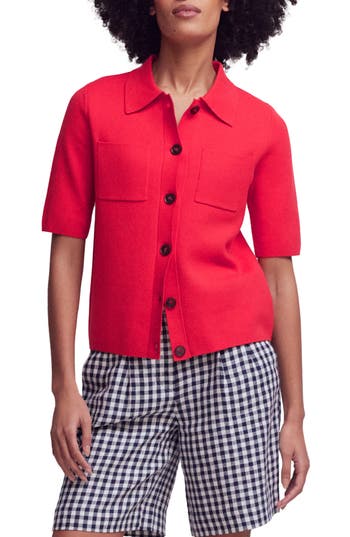 Boden Knit Button-up Top in Poppy Red at Nordstrom Rack, Size X-Large