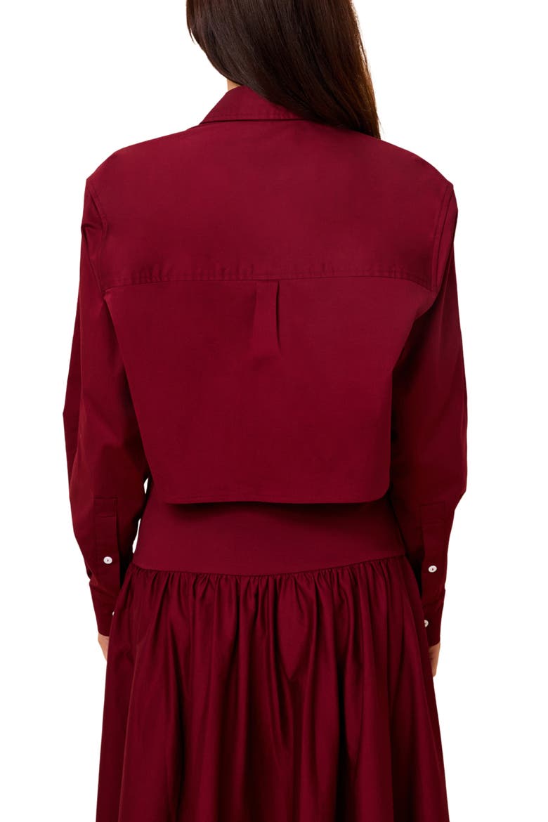 Avril Cropped Shirt, Alternate, color, SANGRIA