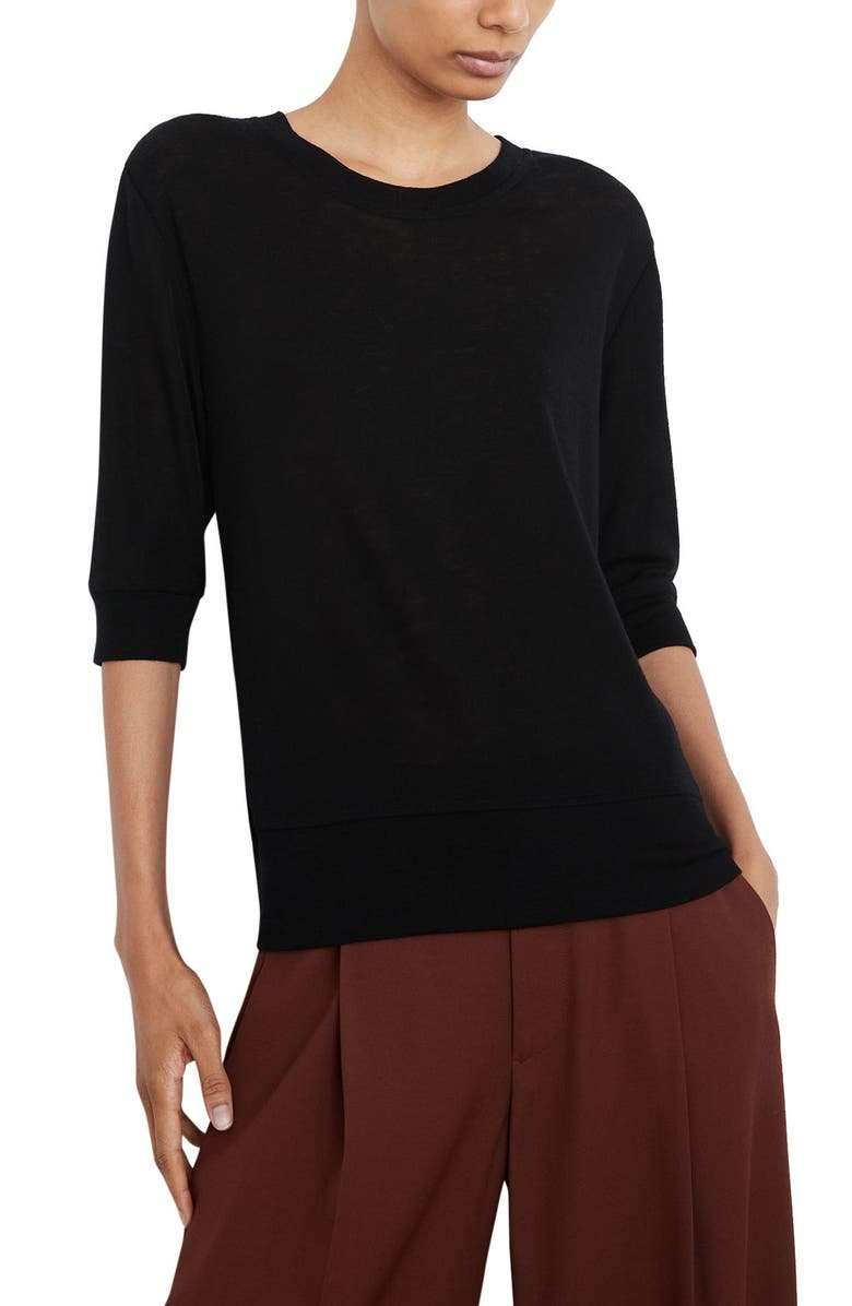 Vince Elbow Sleeve Wool & Cashmere Sweater, Main, color, Black