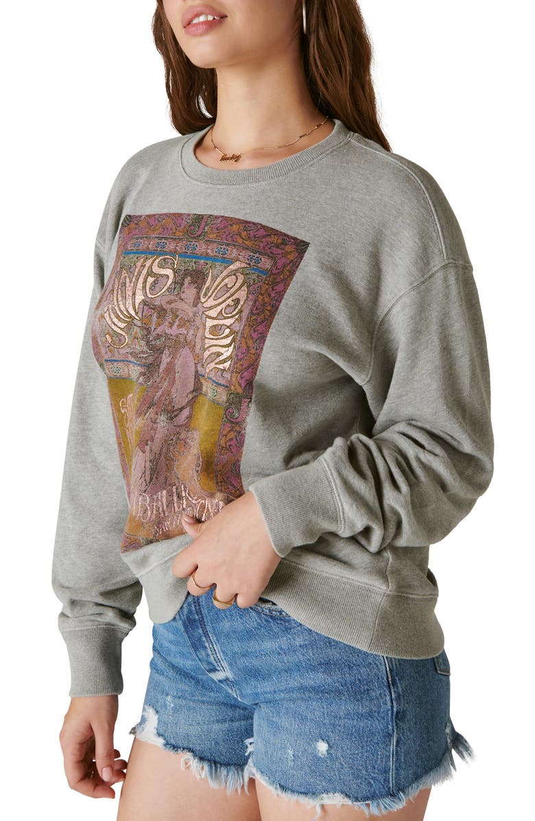Lucky Brand Janis Joplin Poster Sweatshirt, Alternate, color, 