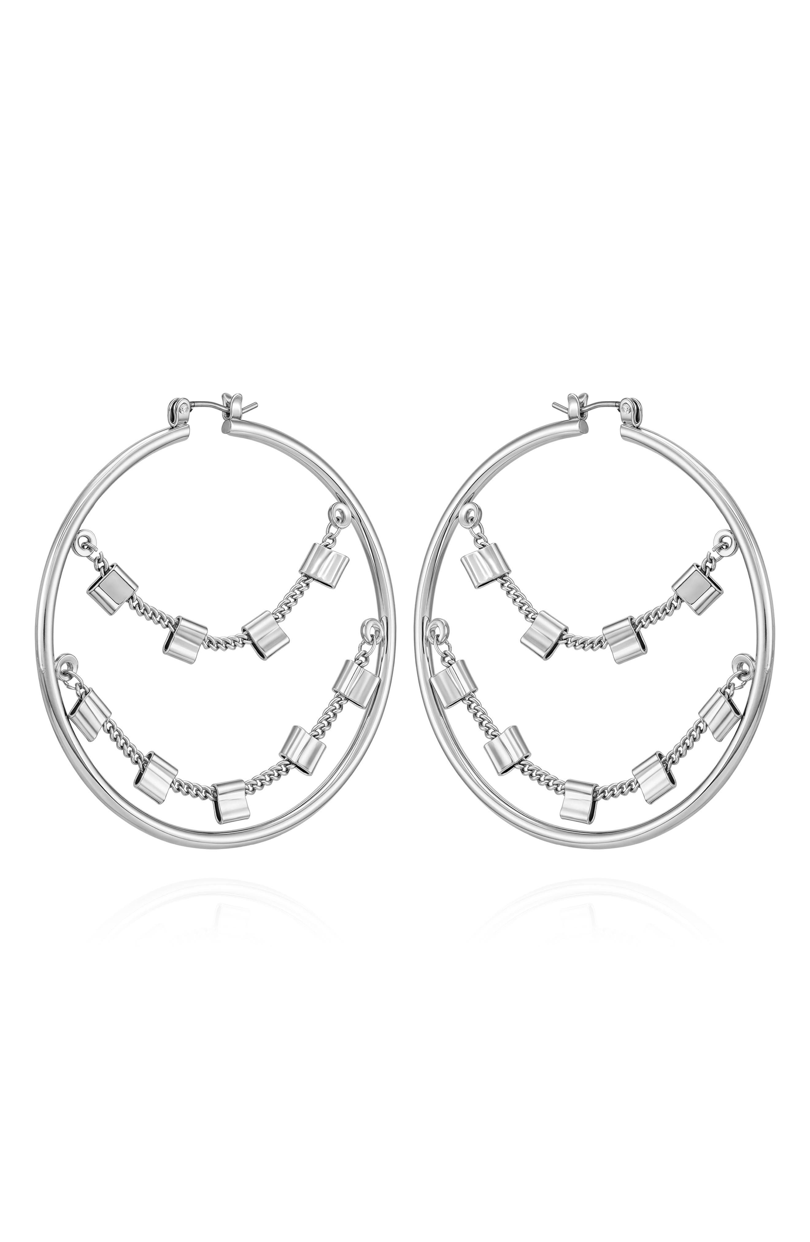 Vince Camuto Draped Chain Hoop Earrings