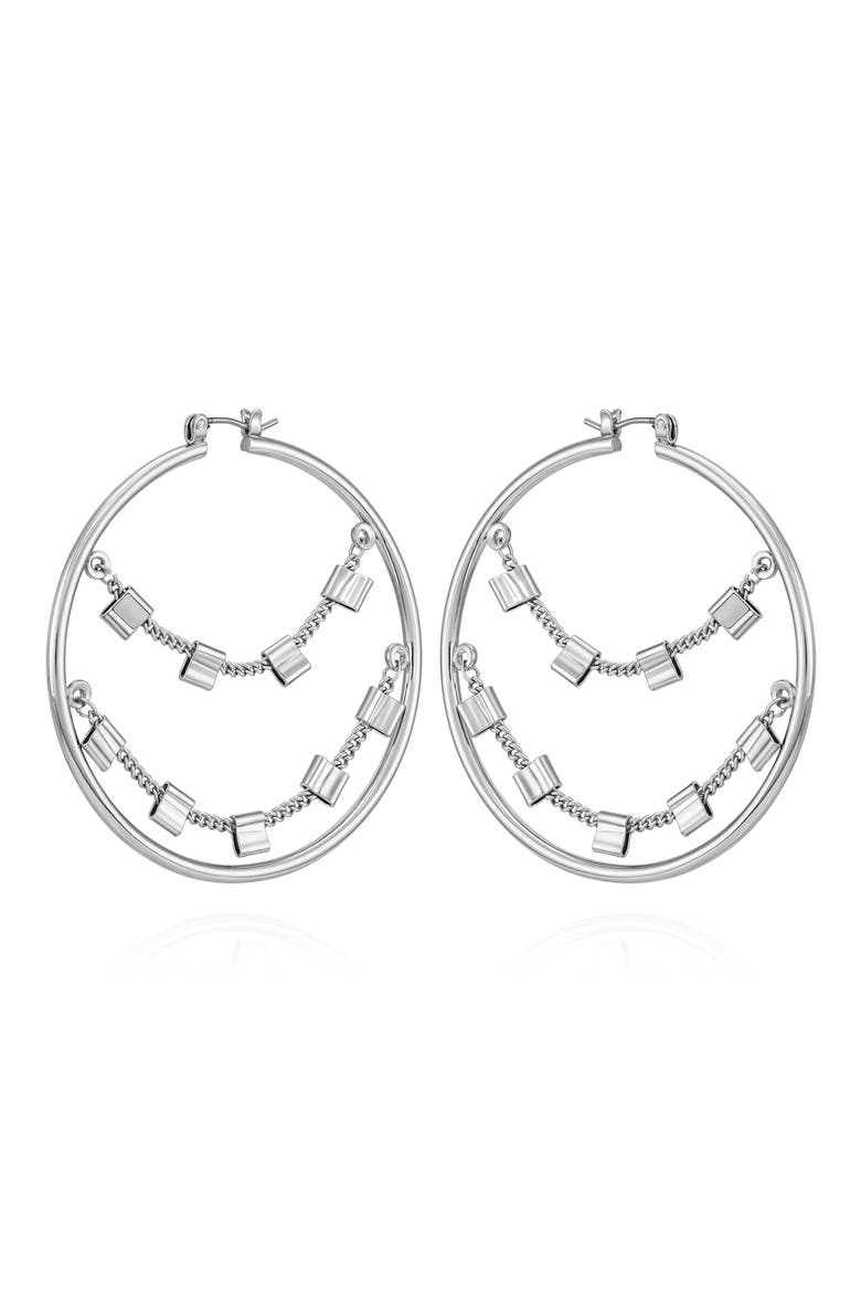 Draped Chain Hoop Earrings, Main, color, SILVER