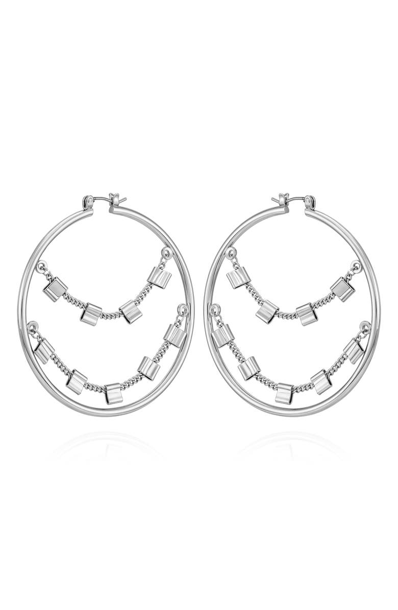 Vince Camuto Draped Chain Hoop Earrings, Main, color, Silver