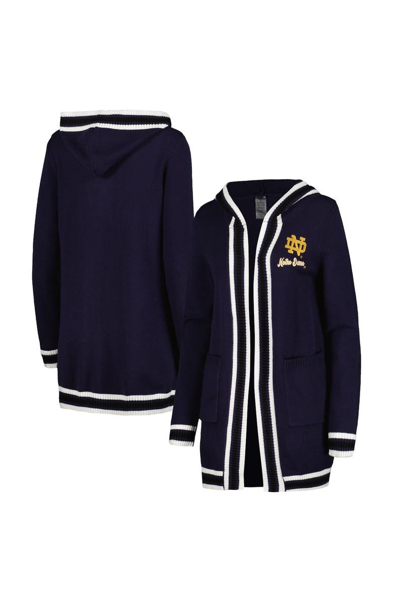 GAMEDAY COUTURE Women's Gameday Couture Navy Notre Dame Fighting Irish One More Round Tri-Blend Striped Cardigan Sweater, Main, color, 