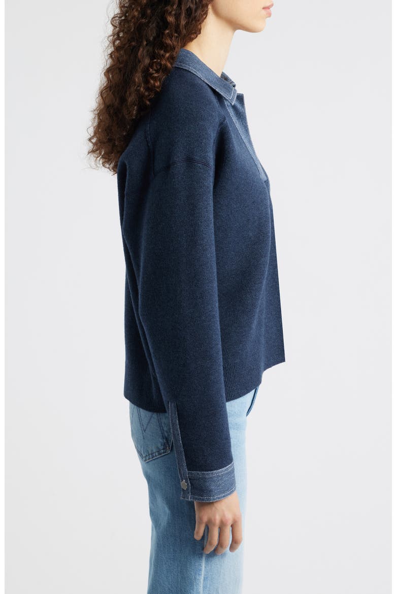 Marie Denim Polo Sweater, Alternate, color, DENIM