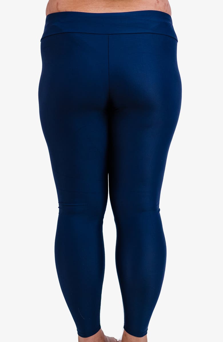 Calypsa Plus Size Long Swim Leggings, Alternate, color, Navy