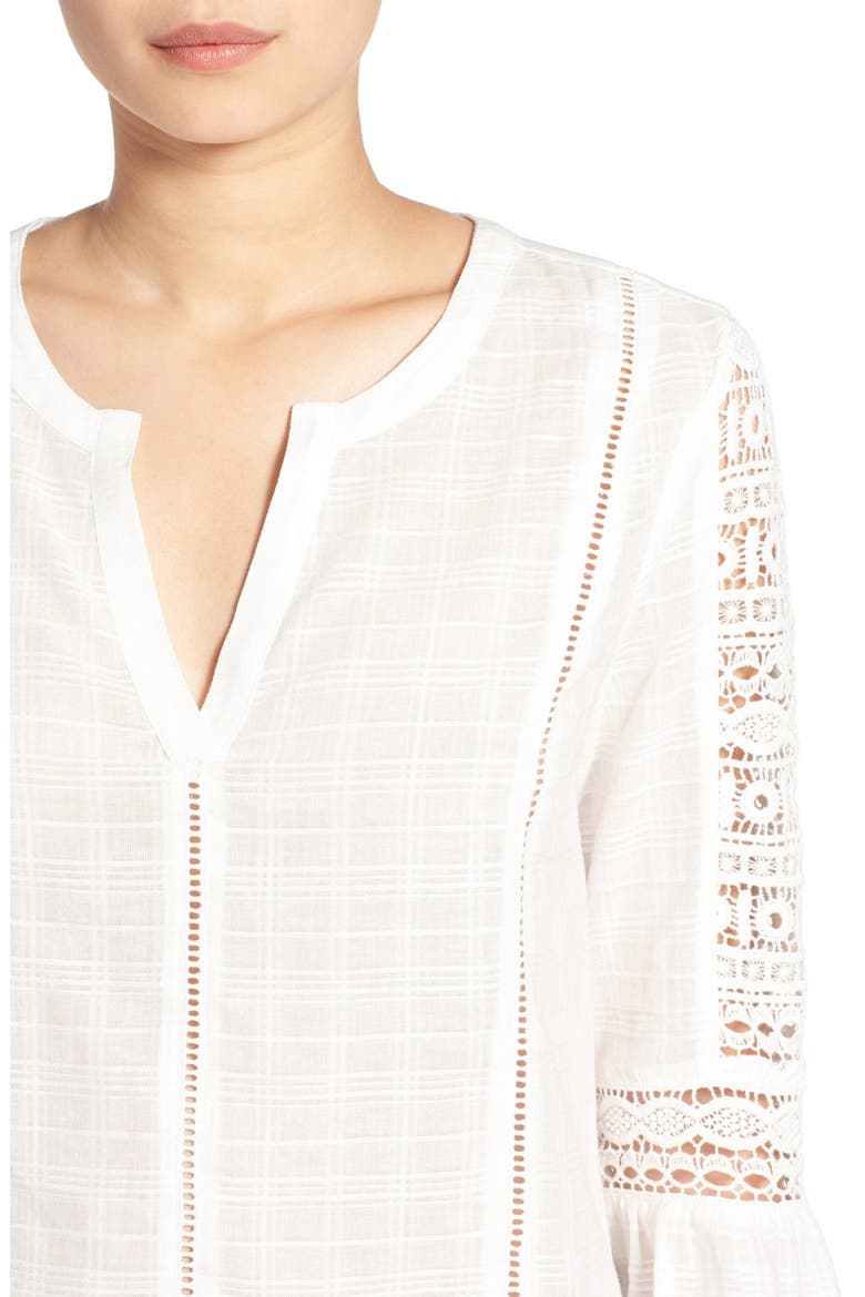 'Elora' Lace Trim Cotton Blouse, Alternate, color, SOY