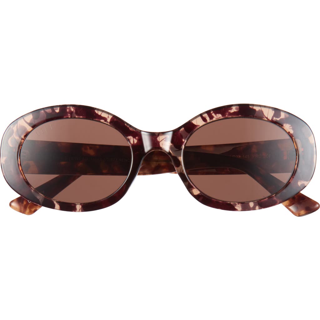 Diff Delaney 52mm Oval Sunglasses In Caramel Tortoise Brown