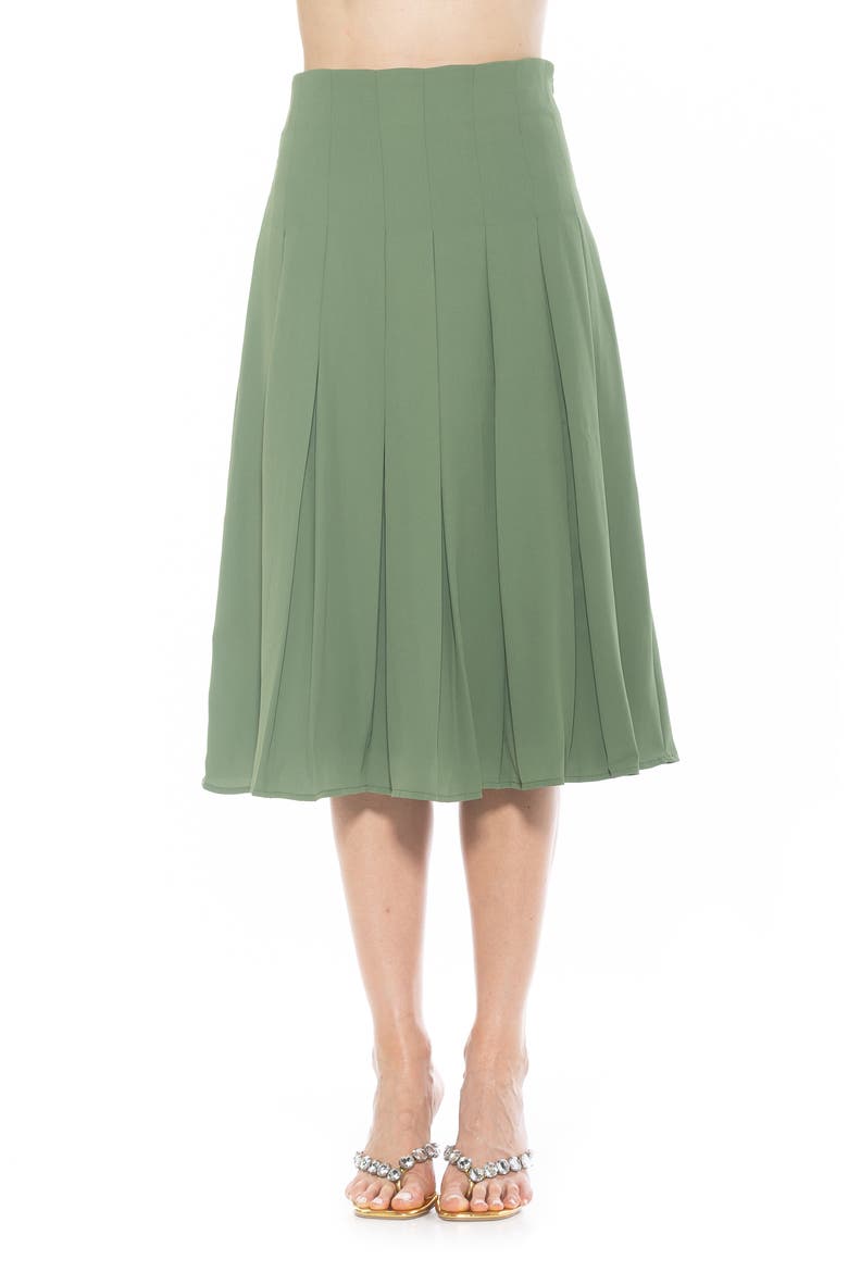 Shilo Pleated Midi Skirt, Main, color, SAGE