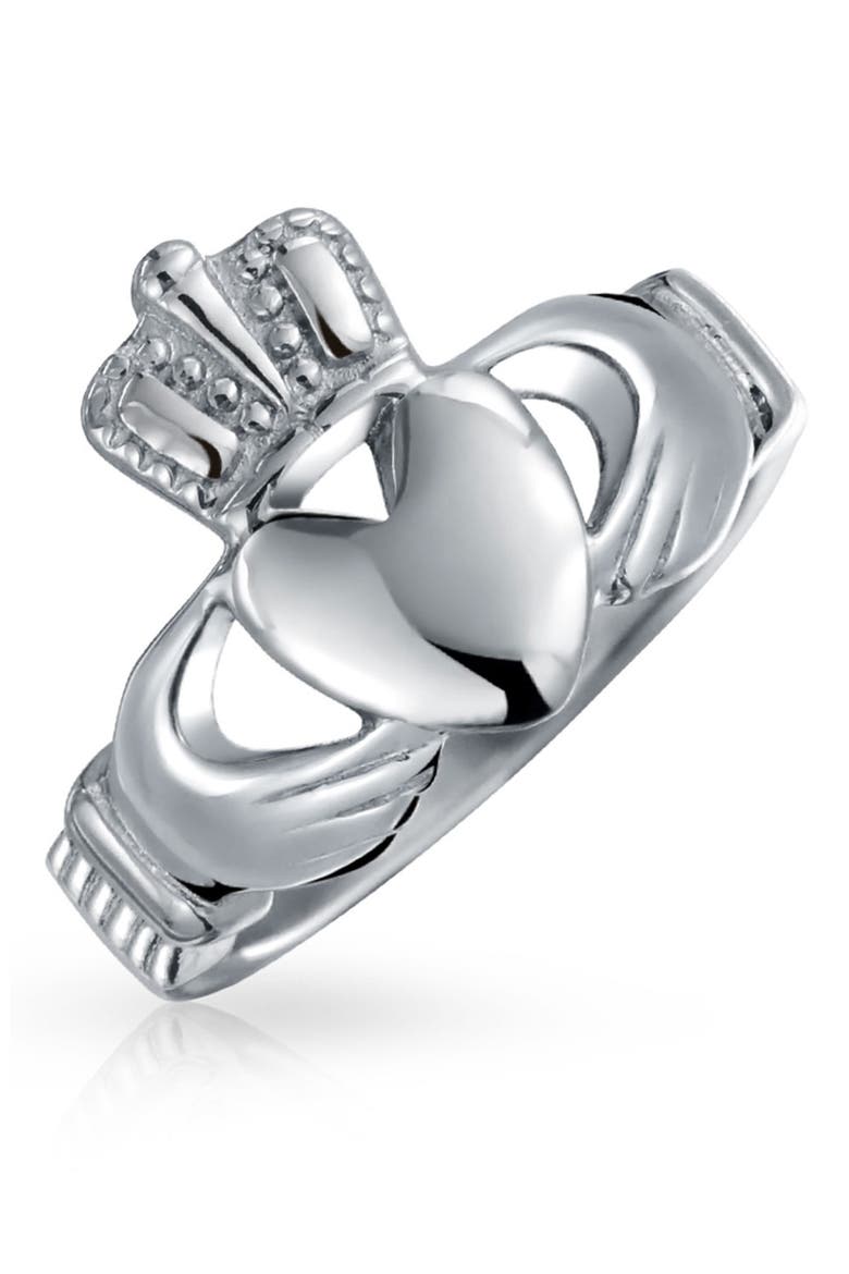 BFF Stainless Steel Celtic Irish Claddagh Ring, Main, color, SILVER