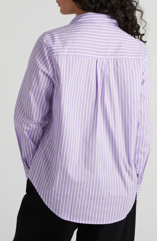 Universal Standard Elbe Stretch Poplin Shirt In Lavender/white Stripe