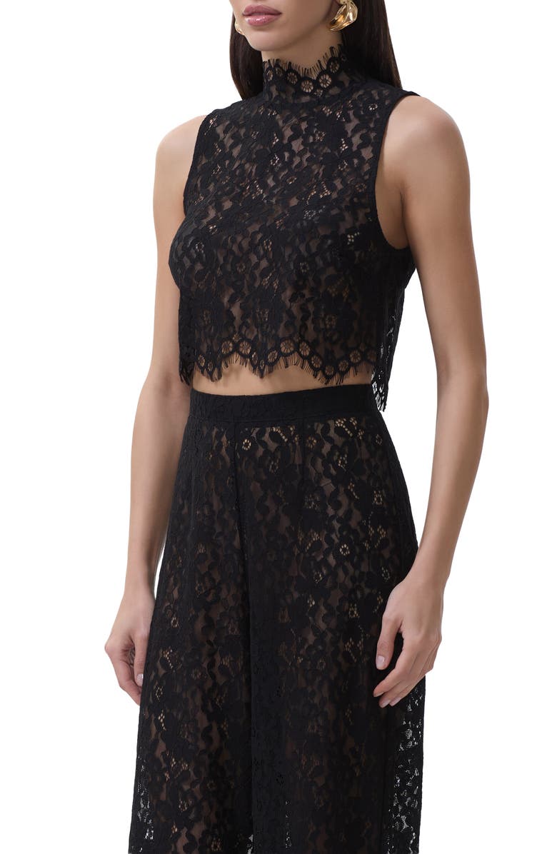 AFRM Cayne Sheer Lace Crop Tank, Alternate, color, Noir