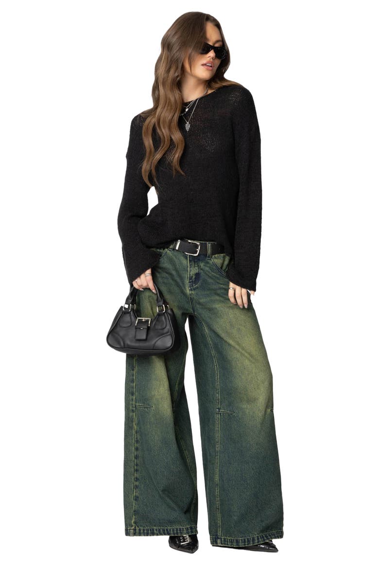 Relaxed Lightweight Sweater, Alternate, color, BLACK