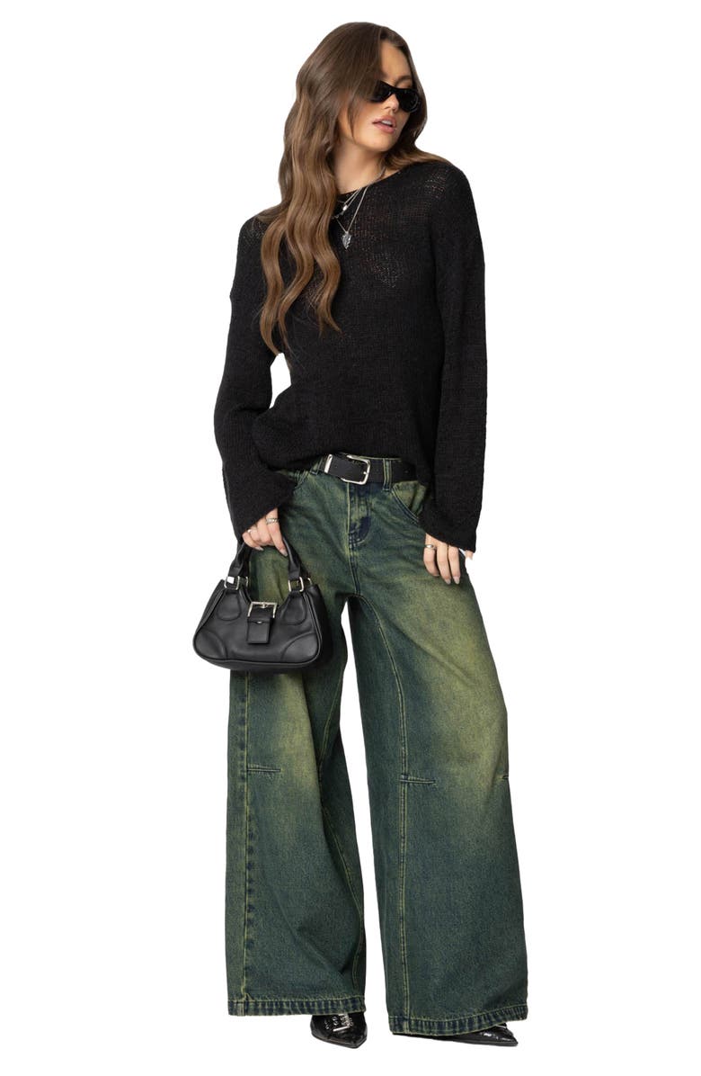 EDIKTED Relaxed Lightweight Sweater, Alternate, color, Black