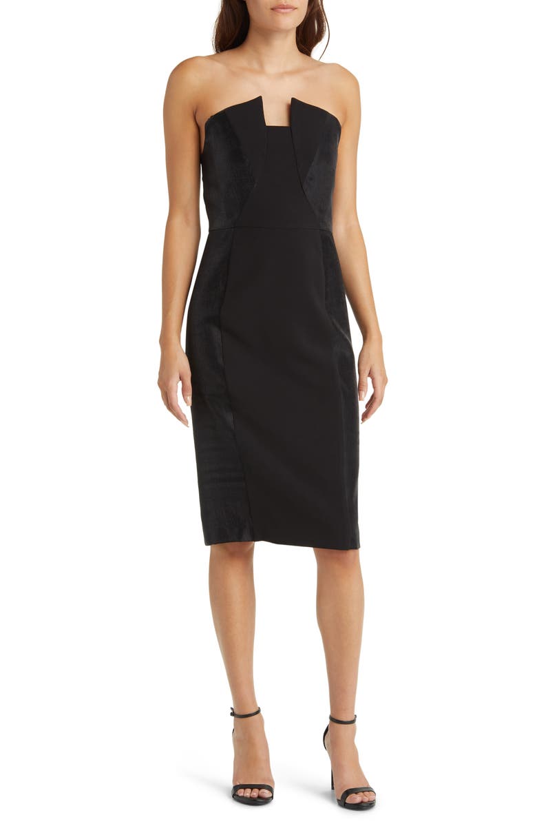Black Halo Lena Strapless Cocktail Dress, Main, color, 