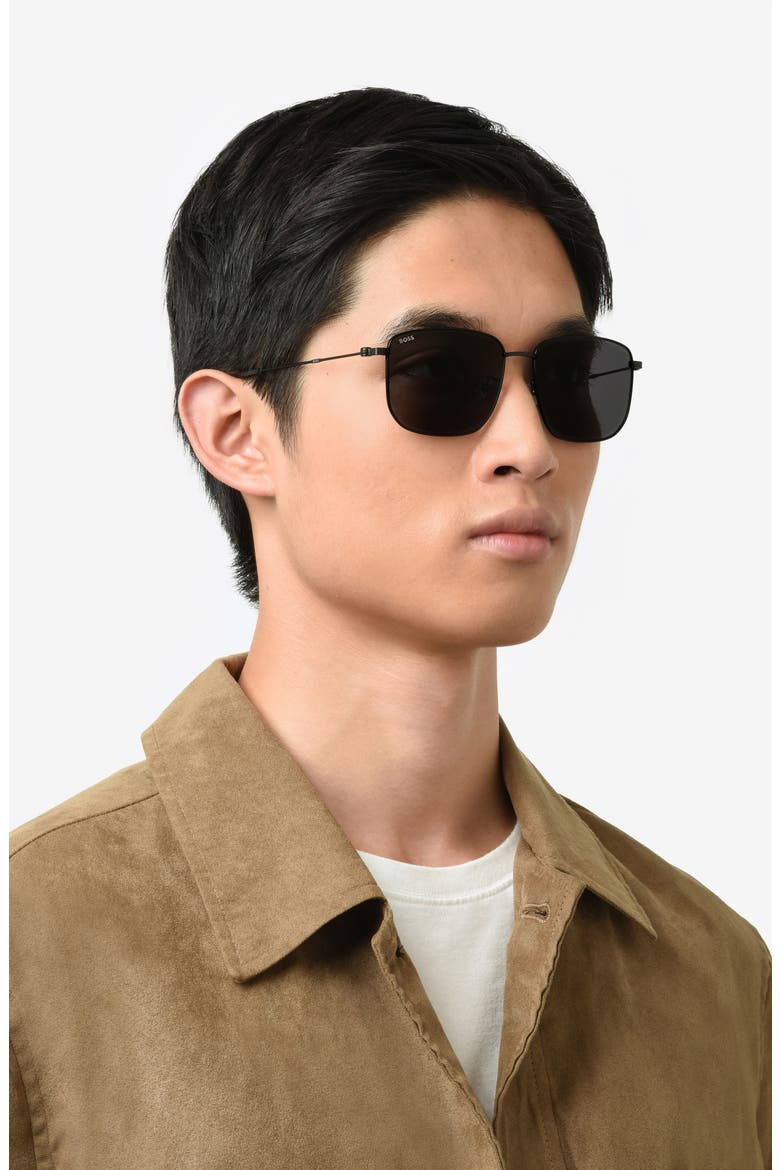 1619/F/S 58mm Rectangle Sunglasses, Alternate, color, MATTE BLACK