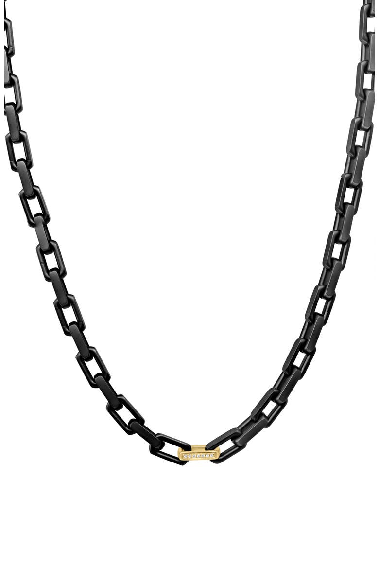 Mixed Metal Diamond Accent Link Chain Necklace, Main, color, BLACK