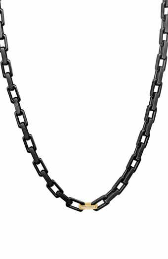 Mixed Metal Diamond Accent Link Chain Necklace